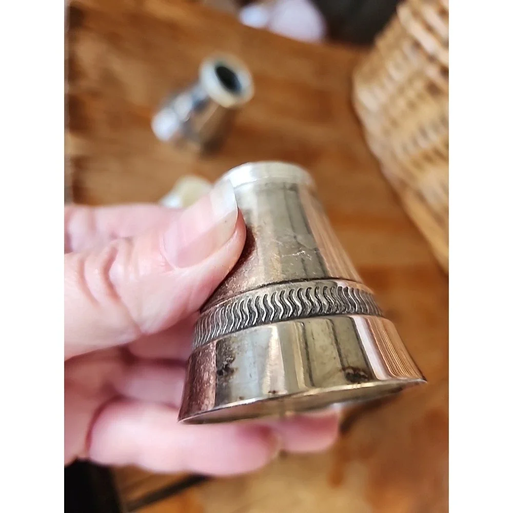 Vtg Silverplate Metal Salt & Pepper Shakers fancy classic